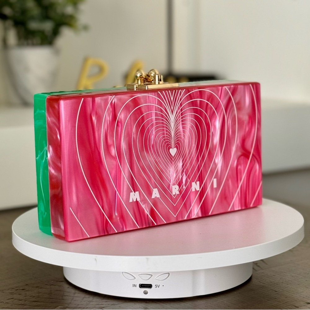 Marni Heart Design Pink and Green Clutch